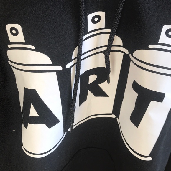 Street artist black hoodie spray paint cans men’s small women’s med lg - Picture 7 of 11